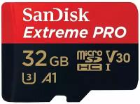 Флеш карта microSD 32GB SanDisk microSDHC Class 10 UHS-I A1 V30 U3 Extreme Pro (SD адаптер) 100/90MB/s