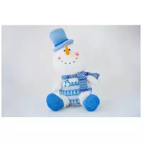 Сидящий снеговик, световой 25 см (цвет синий)