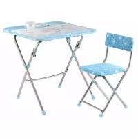 Комплект Nika стол + стул с единорогами КНД4-М/1 голубой