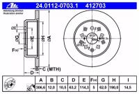 Диск торм. зад. LEXUS IS 200/GS 300 99=> ATE 24.0112-0703.1