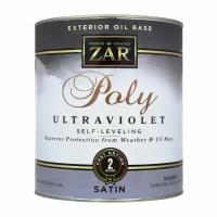 ЛАК Полиуретановый ZAR Exterior Oil Base Poly Ultraviolet Satin 0,946л Для наружных работ, быстросохнущий, полуматовый, бесцветный