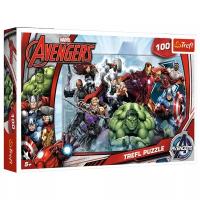 Пазл Trefl Avengers Атака (16272), 100 дет., 28х19х4 см, красный