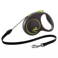 Поводок-рулетка Flexi Black Design cord M 5m 20 kg green