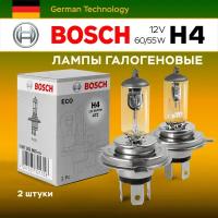 Лампа автомобильная галогенная H4 Bosch ECO 12V 60/55W для дальнего или ближнего света 2 шт