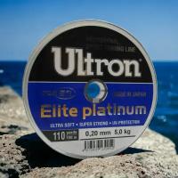 Монофильная леска для рыбалки ULTRON Elite Platinum 0,20 мм, 100 м, 5,0 кг, серебряная, 1 штука