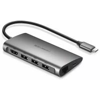 Конвертер Type-C 8 в 1 (CM121), 3 x USB 3.0, HDMI, RJ45, SD/TF, PD