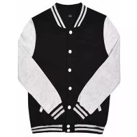 Куртка бомбер / Street Style / Varsity Classic Jacket V 2 / чёрный с светло-серыми рукавами / (M)