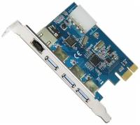 Контроллер PCIe x1 v2.0 (VL805+AX88179) USB 3.2 Gen1x1, 3xUSB-A + RJ45 Gigabit Ethernet | ORIENT VA-3U3A88PE oem