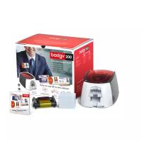 Evolis Badgy200 - Комплект для печати пластиковых карт (принтер, 100 ПВХ карт, цветная лента на 100 оттисков, карта для очистки, ПО + библиотека готовых дизайнов карт)