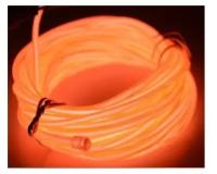 Led гибкий неон узкий (EL провод) 2,3 мм, 10 м, с разъемом для подключения. Цвет свечения: Оранжевый