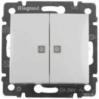 Legrand Valena Выключатель двойной с подсветкой двухклавишный с подсветкой 10AX 250 V White