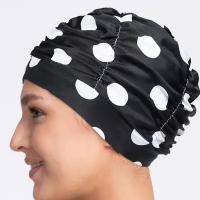 Тканевая шапочка для плавания / бассейна SwimRoom «Womens cap», цвет черный с белыми кругами