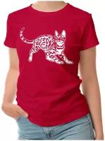 Женская футболка «Кот. Бенгальская кошка. Котик.» (XL, черный)