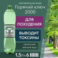 Вода Горячий Ключ 2000. Объем 1.5л*6. Вода минеральная питьевая газированная природная целебная лечебная, выводит токсины, для детей