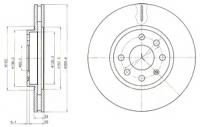 DELPHI BG3569 (0569000 / 09196050 / 230604) диск тормозной передний Opel (Опель) Corsa (Корса) c 00- (Комплект 2 штуки)