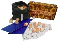 Русское лото Подарочное, роспись, набор, коробка гофрокартон, бочонки из дерева + карточки, 02-02