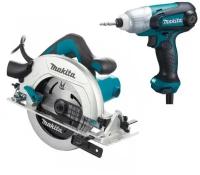 Набор Makita KIT009 пила циркулярная HS7601 1200Вт 100мм и Ударный шуруповерт винтоверт ударный TD0101 230 Вт, рюкзак