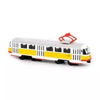 Трамвай Play Smart Tatra T3SU (6411B) 1:87, 16 см, белый/желтый