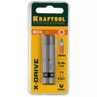 Торсионные кованые биты KRAFTOOL X-Drive HEX6 50 мм 2 шт. 26127-6-50-2