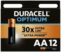 Duracell Батарейки щелочные (алкалиновые) Optimum, тип AA, 1,5В, 12шт (пальчиковые)