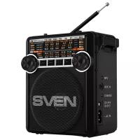 SVEN SRP-355 чёрный Радиоприёмник (3 Вт, FM/AM/SW, USB, SD/microSD, AUX, фонарь, 900 мАч, 2 х D/UM)