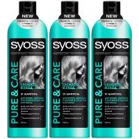 Syoss шампунь Pure&Care для волос, жирных у корней и сухих на кончиках 3 х 500 мл