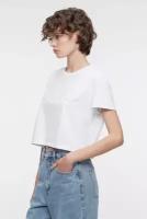 Топ-футболка женский Befree Топ-футболка oversize укороченный с принтом-надписью 2321340495-5-M белый принт графика размер M
