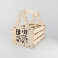 Подставка под пиво, держатель для жестяных бутылок деревянный / Ящик переносной, подарочный, подарок мужчине на 23 февраля, мини - бар