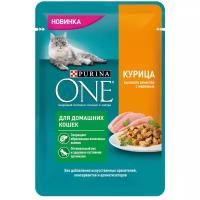 Влажный корм Purinа One для домашних кошек, курица/морковь, 75г