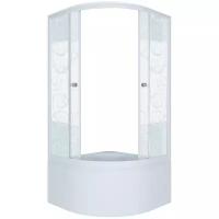 Душевой уголок, Triton Стандарт Б1, узорчатое стекло, высокий поддон, 90х90 см, белый/узоры