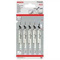 Пилки для лобзика Bosch T 101 D /Бош Clean for Wood/ 2608630032 чистые прямые пропилы в древесине и фанере, 5 шт