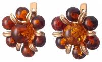 Серьги Amberprofi, серебро, 925 проба, золочение, янтарь