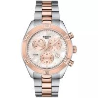 Швейцарские кварцевые часы Tissot PR 100 Sport Chic Chronograph T101.917.22.151.00 на стальном браслете, с водозащитой 10 бар и международной гарантией от производителя