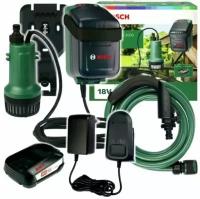 Насос для воды погружной бочечный Bosch Garden Pump 18V-2000 ( 1 АКБ 2.5 Ач и З/У )