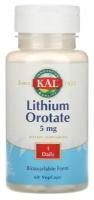 Капсулы KAL Lithium Orotate, 5 мг, 60 шт