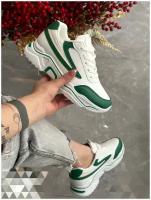 Кроссовки женские, бело-зелёные, 40 размер
