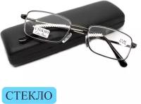 Готовые очки с диоптриями металлические (+4.00) с футляром, Fabia Monti 8927, линза стекло, цвет серый, РЦ62-64