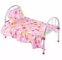 Кроватка для кукол до 40 см металлическая Melobo 9342 Мелобо складная с постельным бельем