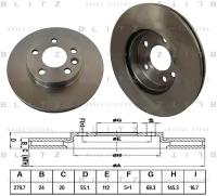 Диск тормозной VW Transporter T4 90 BLITZ BS0149