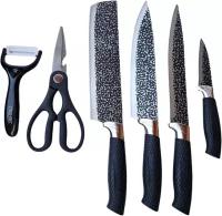Набор ножей профессиональных кухонных / 6 предметов / антибактериальная сталь / овощечистка в комплекте / подарочная упаковка