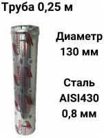 Труба одностенная для дымохода 0,25 м D 130 мм нержавейка (0,8/430) 