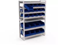 Металлический складской стеллаж в гараж IRON BOXES №1-7 для хранения, универсальный,2000х1370х530
