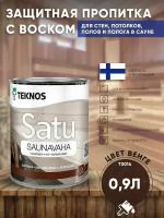 Воск декоративно-защитный пропитка TEKNOS SATU SAUNAVAHA 0.9л Цвет: Венге для сауны и бани