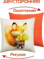 Подушка декоративная матех FLUFFY. Рыжик букет 33*33*10. Цвет белый, желтый, лососевый, арт. 61-625