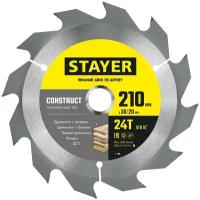 STAYER CONSTRUCT 210 x 30/20мм 24Т, диск пильный по дереву, технический рез