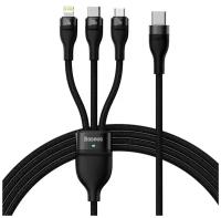 Аксессуар Baseus Flash Series II One-for-three Fast Charging Cable Type-C to M+L+C 100W 1.5m Black CASS030201