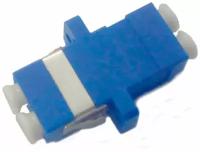 Оптический проходной адаптер LC-LC Hyperline, SM, duplex, корпус пластиковый, синий, белые колпачки