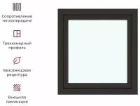 Окно ПВХ одностворчатое КВЕ 58 поворотно-откидное правое 65х60 двухкамерный стеклопакет цвет шоколадно-коричневый