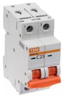 Выключатель автоматический TDM ВА47-60, 2п, 25 А, 6 кА, C, SQ0223-0095