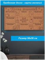 Пробковая доска без рамки на стену ' Доска желаний ' 56х98х2 см. (карта визуализации)